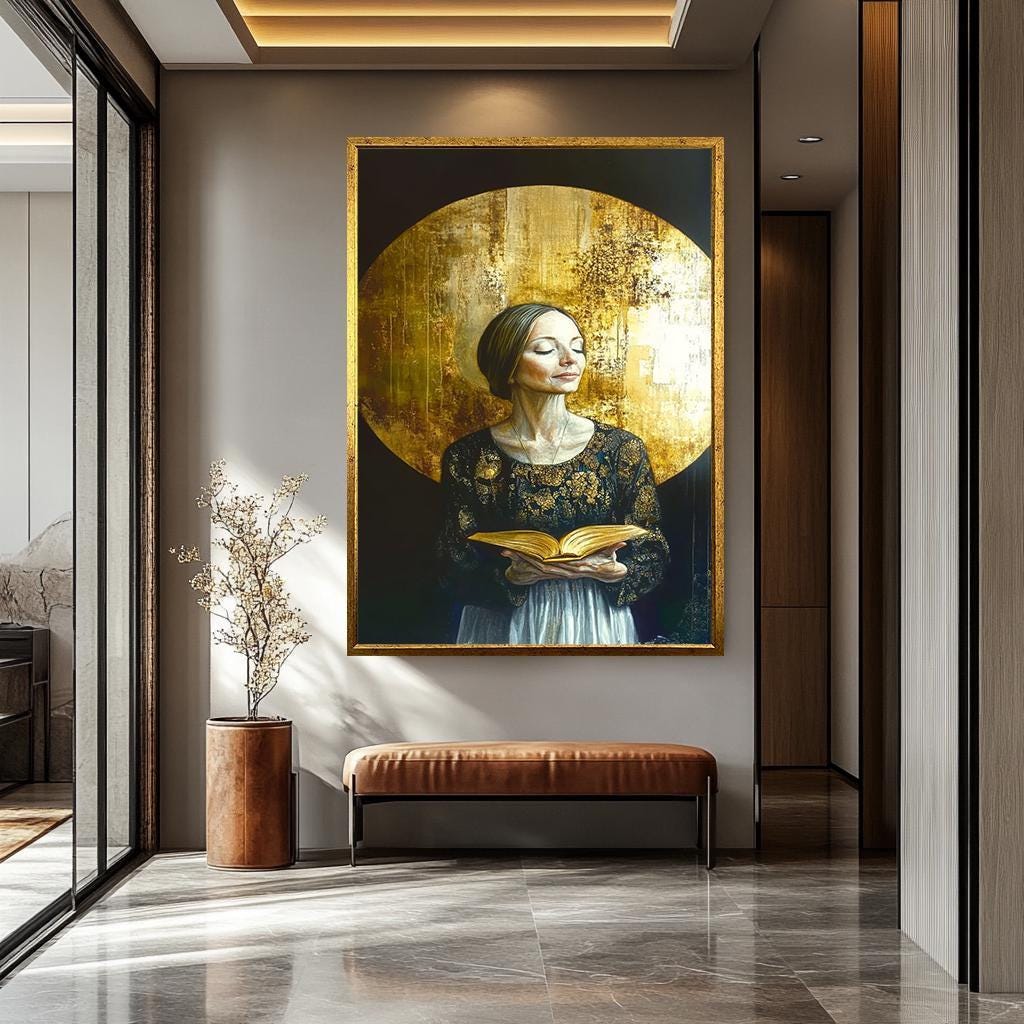 Women Wall Art – Gold and Black Portrait Canvas | Modern Abstract Decor Gift