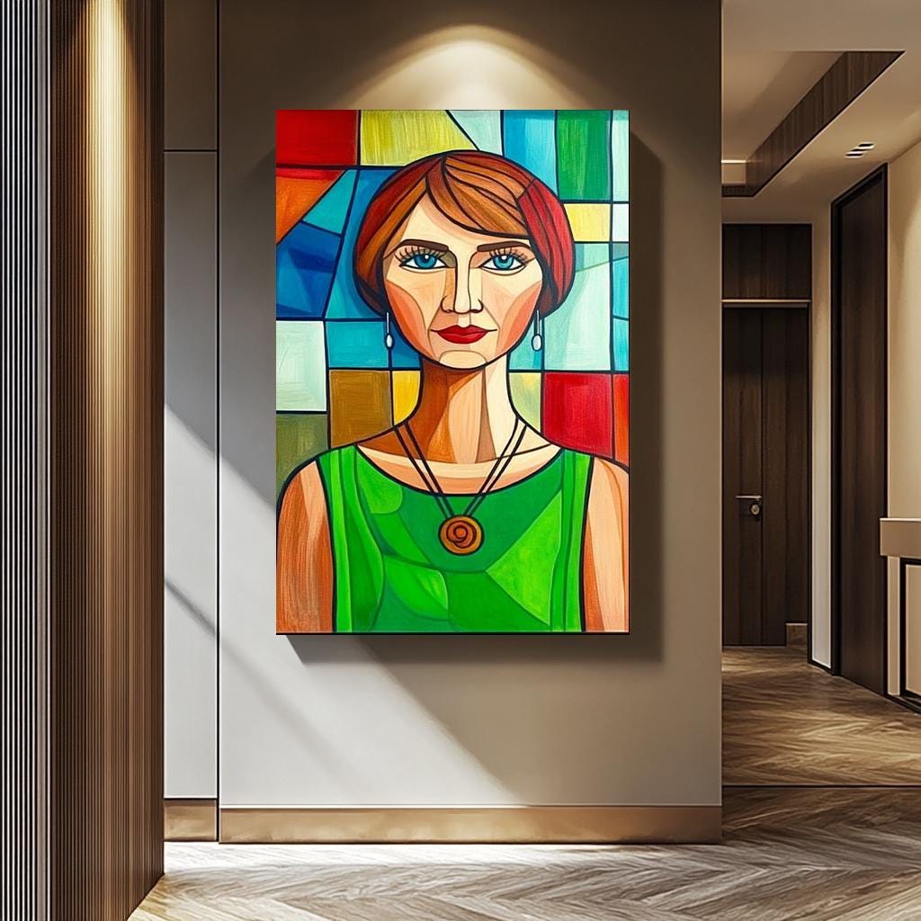 Pop Art Wall Art - Geometric Portrait Canvas | Bold Colorful Artwork for Living Room