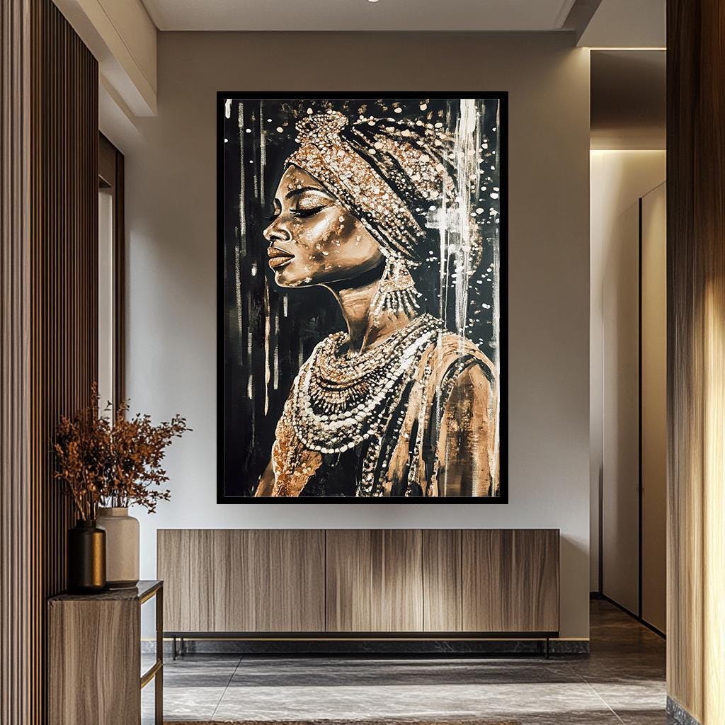 Abstract African Woman Art - Luxury Female Portrait Canvas | Vibrant Wall Decor