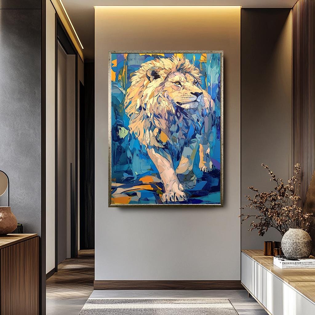 Lion Wall Art - Modern Wildlife Canvas | Vibrant Animal Artwork & Decor