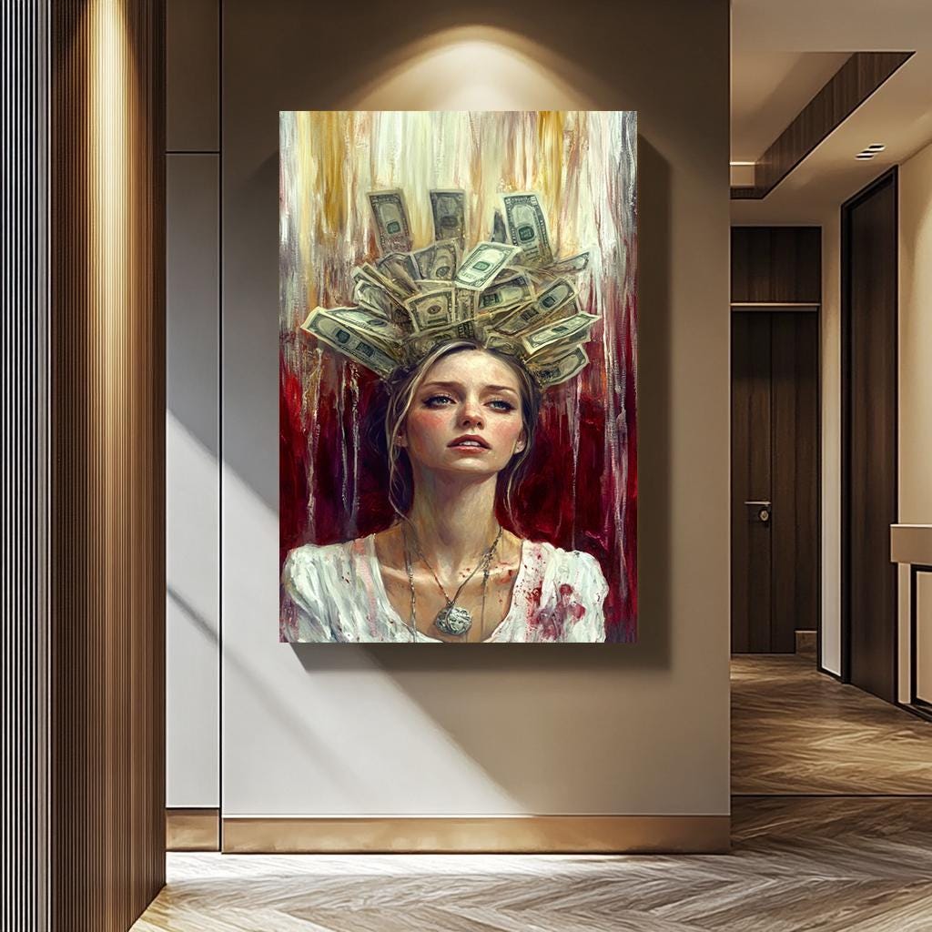 Luxury Woman Money Art - Powerful Woman Canvas | Money Crown Wall Art