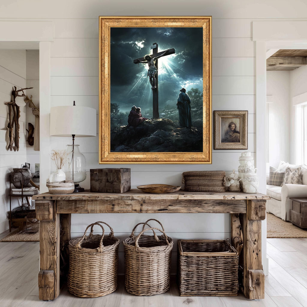 Jesus Crucifixion Canvas – Dramatic Christian Wall Art | Passion of Christ Print