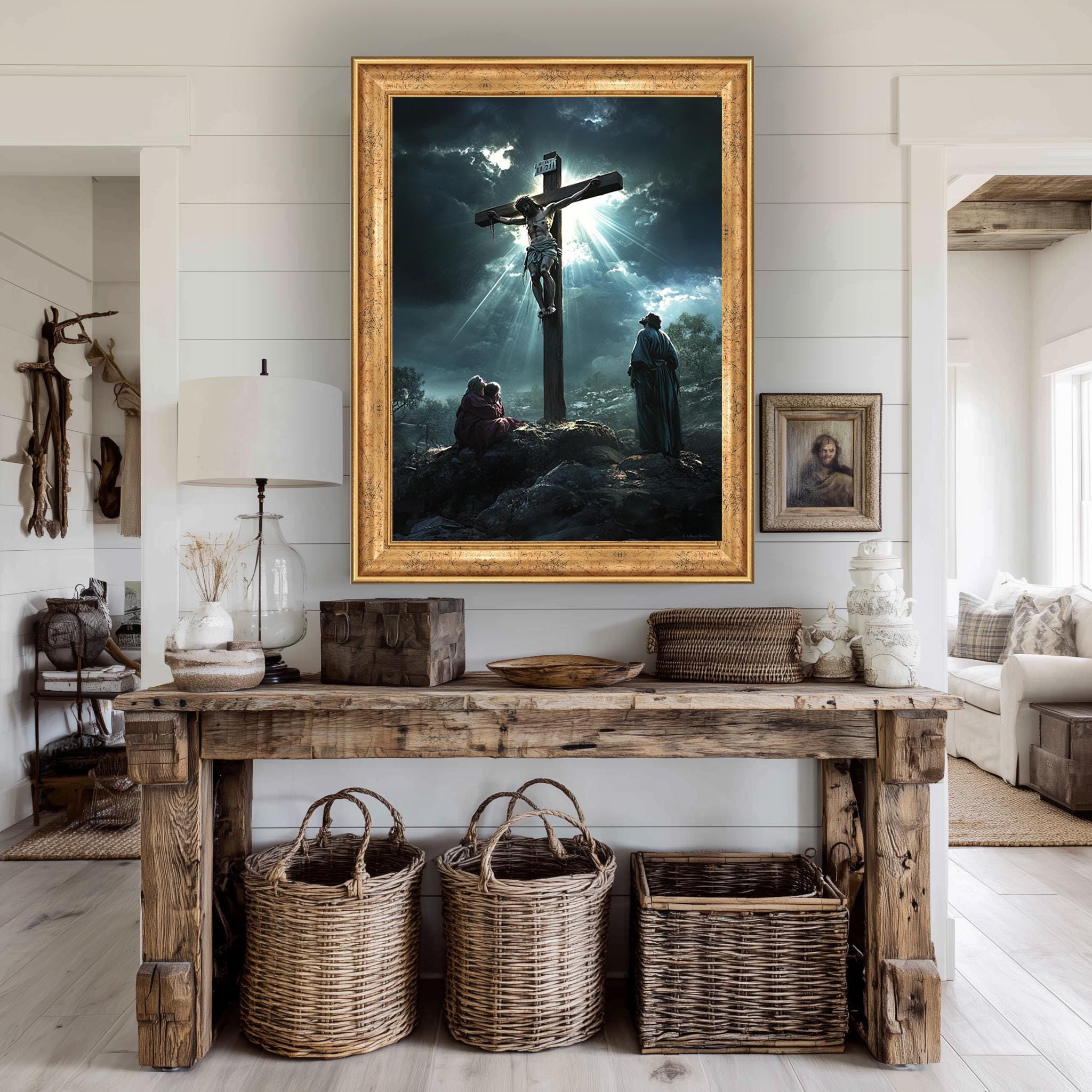 Jesus Crucifixion Canvas – Dramatic Christian Wall Art | Passion of Christ Print