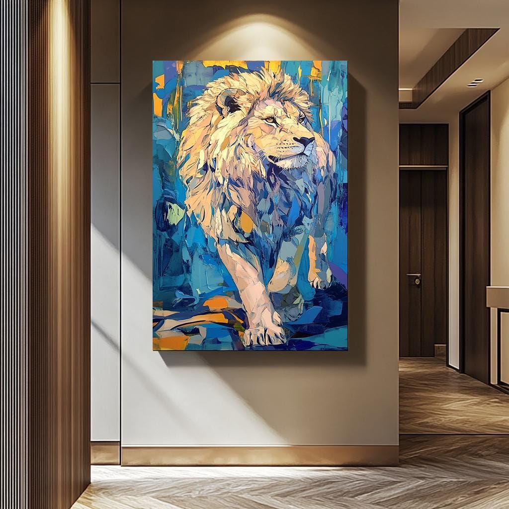 Lion Wall Art - Modern Wildlife Canvas | Vibrant Animal Artwork & Decor