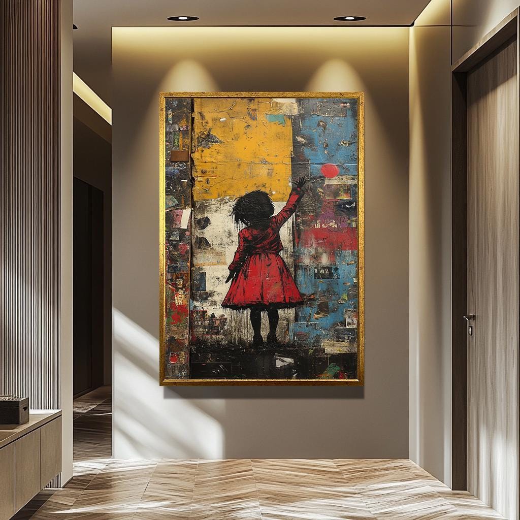 Banksy Red Balloon Art – Urban Street Art Canvas Painting | Modern Graffiti Wall Decor