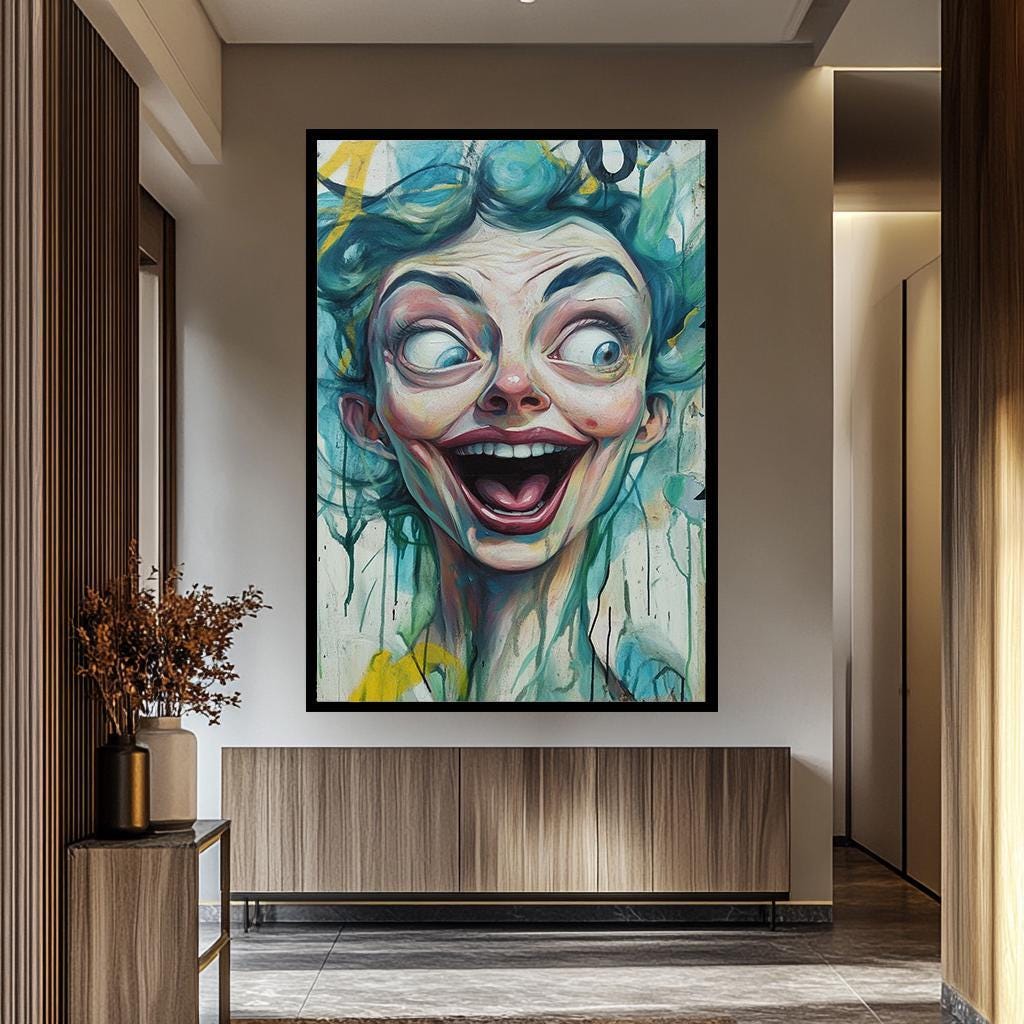 Weird Pop Art Bold Abstract Portrait - Vibrant Modern Wall Art Canvas Print