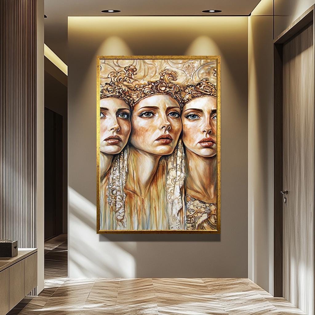 Women Wall Art – Modern Renaissance Artwork | Luxury Home Decor | Gold Frame