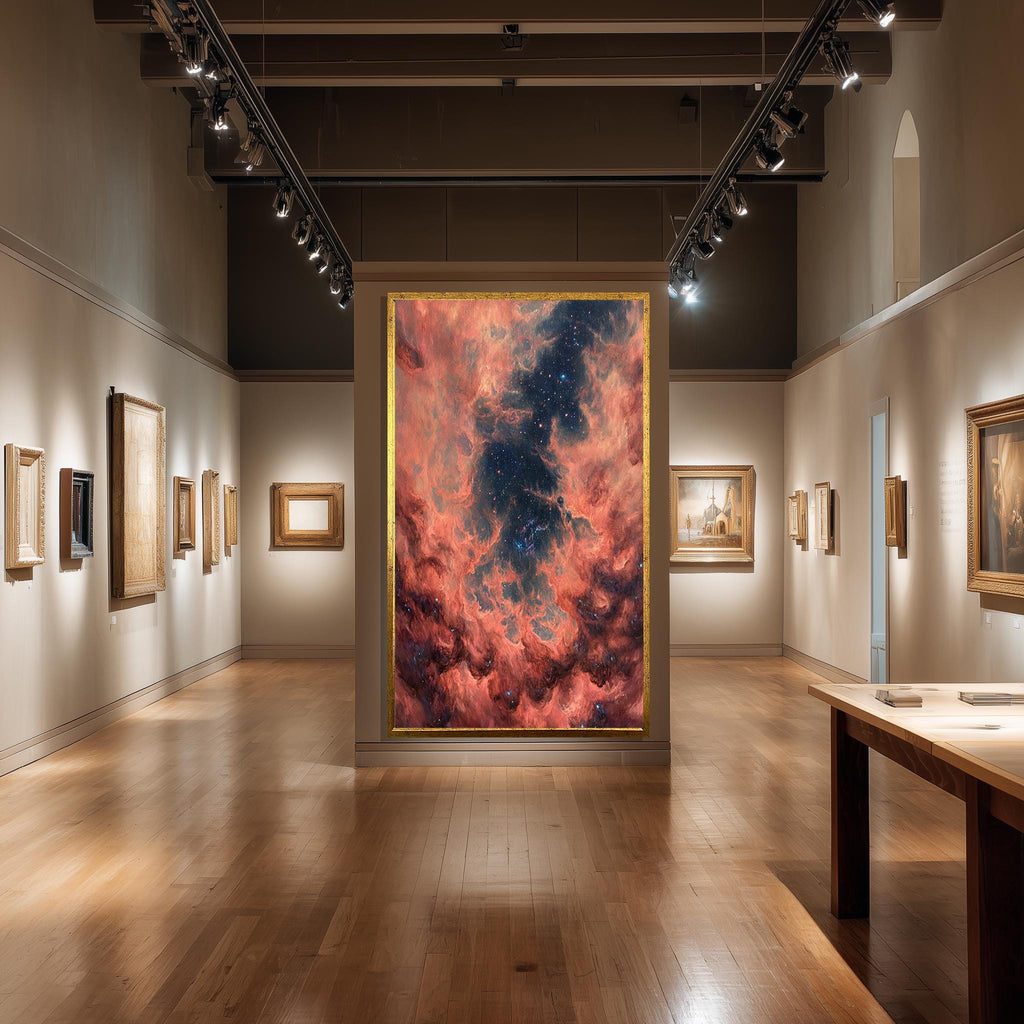 Nebula Canvas Wall Art – Cosmic Galaxy Clouds & Red Nebula Painting on Gallery-Quality Canvas