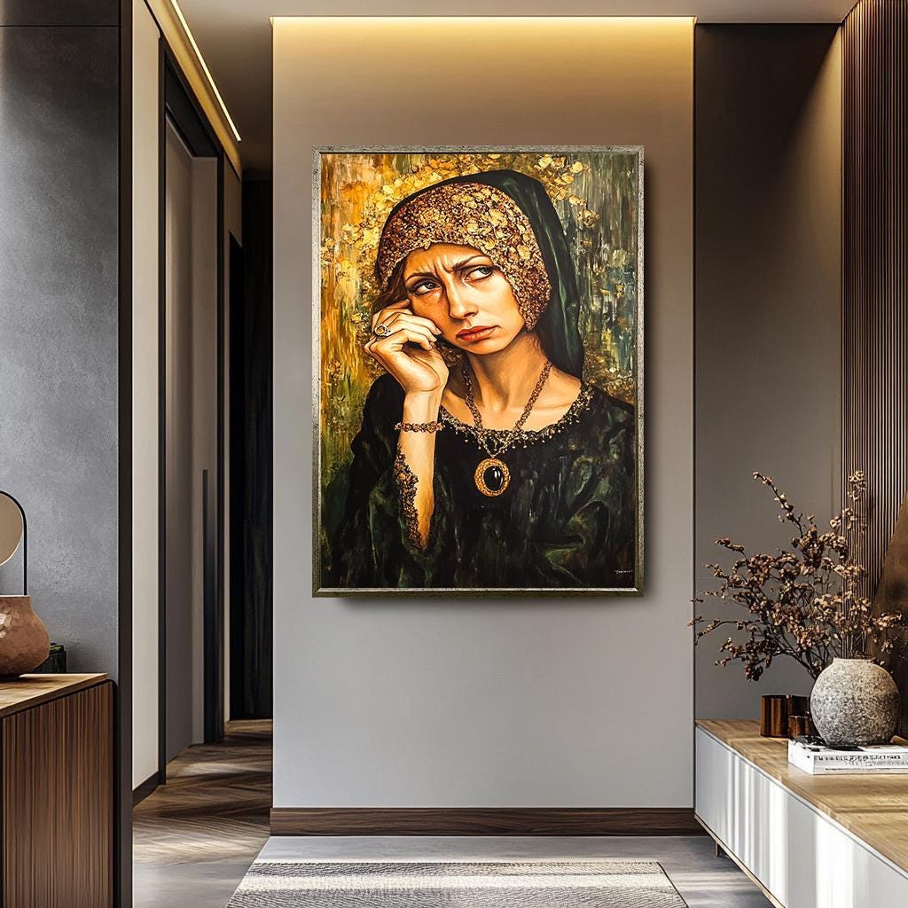 Renaissance Woman Wall Art - Vintage Women Portrait on Regal Canvas Print