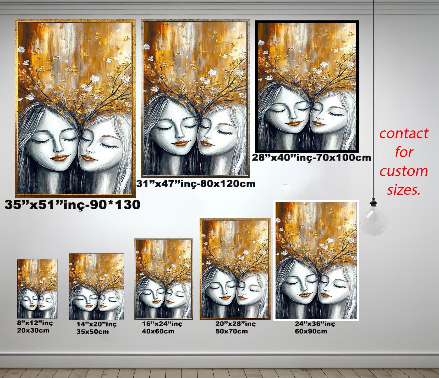 Women Wall Art – Textured Canvas Art Print | Sisterhood Canvas & Floral Portrait