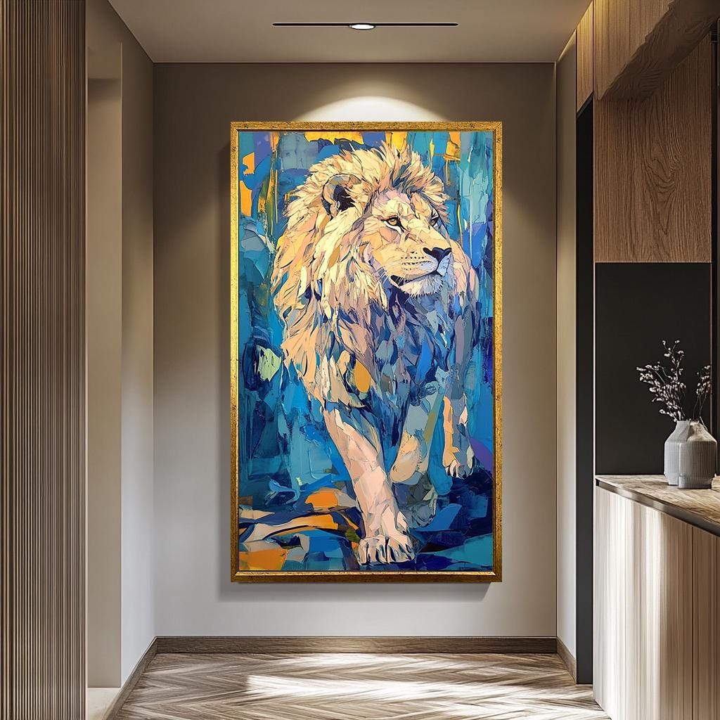 Lion Wall Art - Modern Wildlife Canvas | Vibrant Animal Artwork & Decor