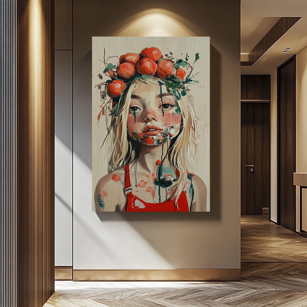 Abstract Woman Portrait | Surreal Female Art Canvas Print – Vibrant Modern Wall Decor