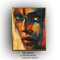 Abstract Face Canvas – Bold Expressive Art with Vibrant Red Blue Orange Tones