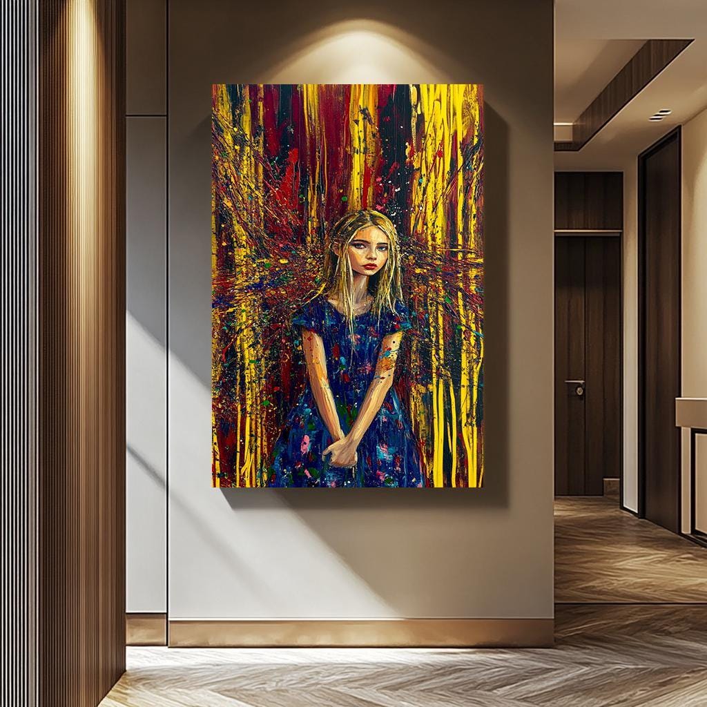 Pop Art Wall Art – Abstract Female Portrait Canvas | Vibrant Splatter Artwork