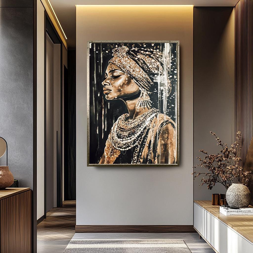 Abstract African Woman Art - Luxury Female Portrait Canvas | Vibrant Wall Decor