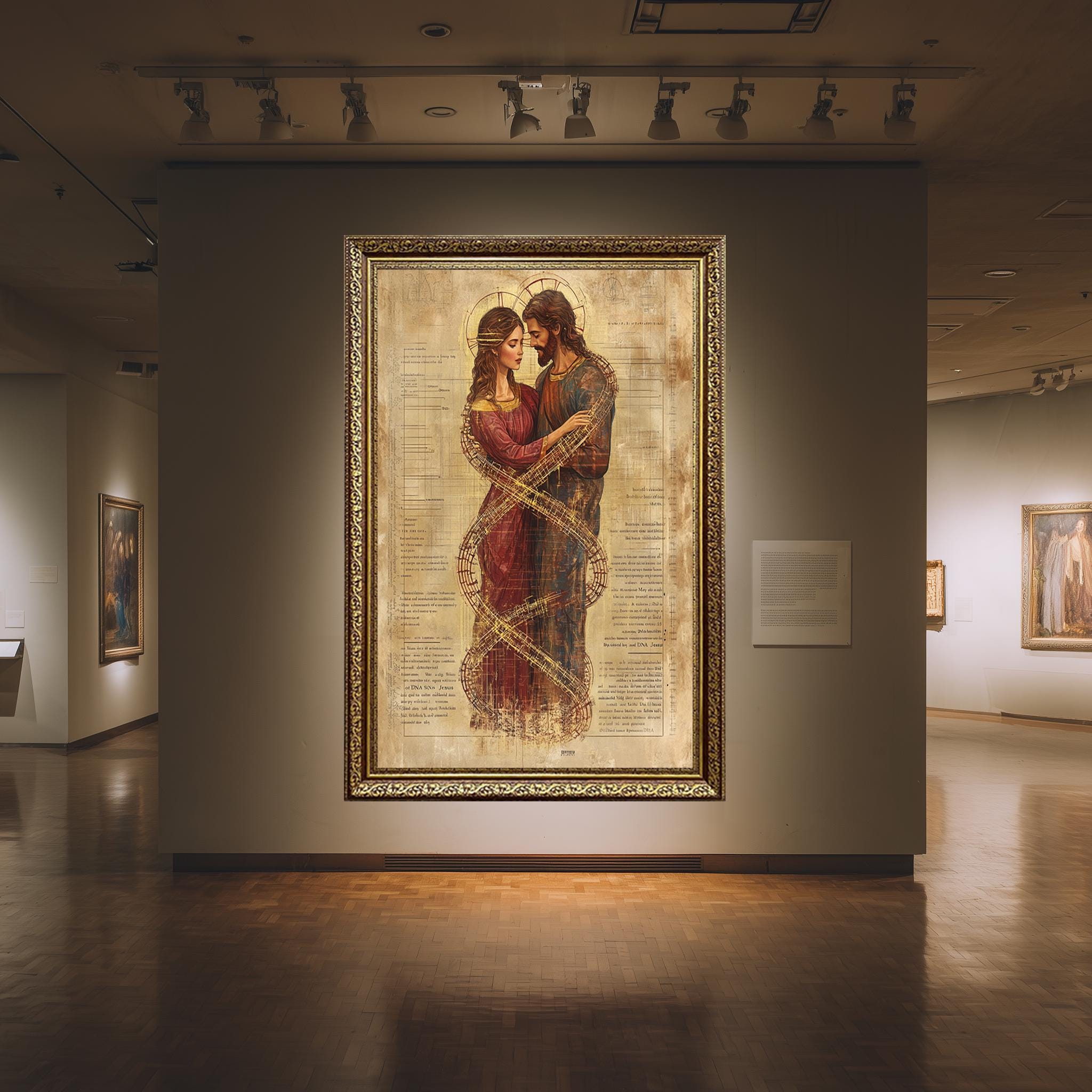 Sacred Lovers Canvas Print – Jesus Mary Magdalene Art | DNA Infinity Symbol Spiritual Wall Decor