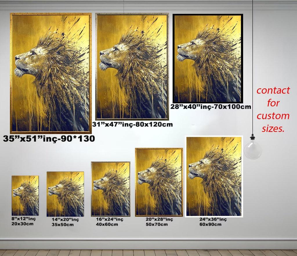 Lion Wall Decor – Abstract Lion Art Canvas Painting | Luxury Wildlife Wall Art