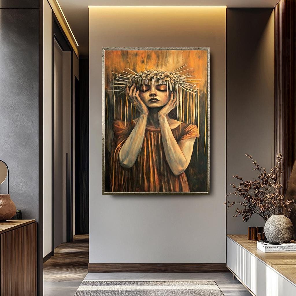 Surreal Woman Wall Art – Dark Fantasy Artwork | Unique Gothic Aesthetic Canvas Print