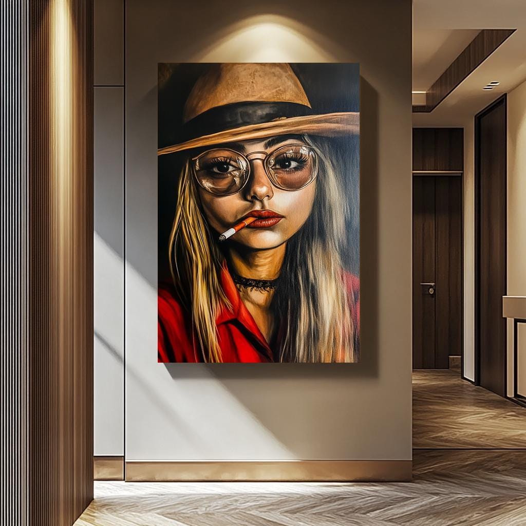 Woman Smoking Wall Art – Cool Girl Canvas | Modern Women Portrait Art Print