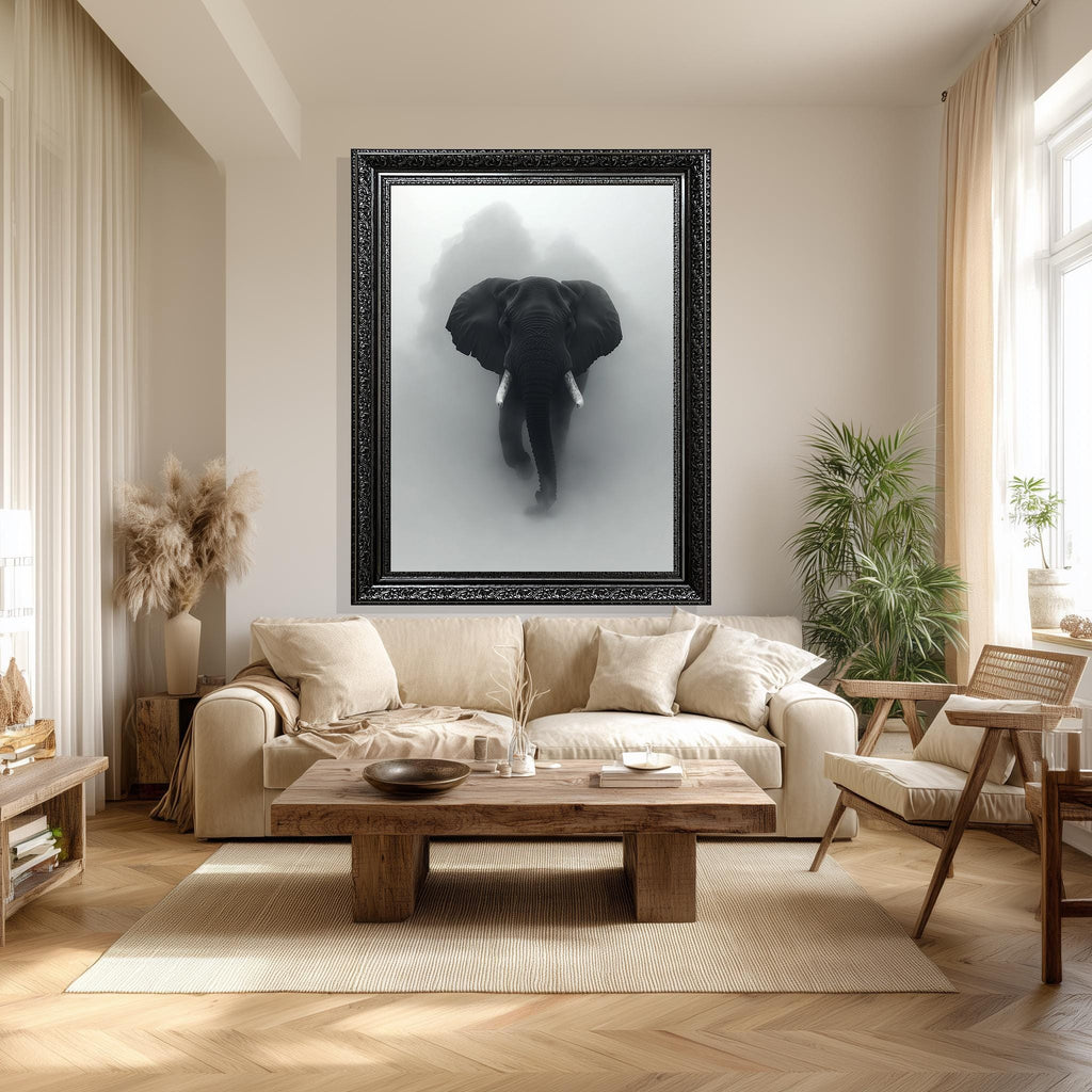 Elephant Canvas Print – Monochrome Animal Wall Art | Wildlife Decor, Safari Accent