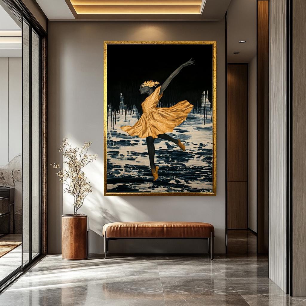 Ballerina Wall Art – Elegant Black Ballerina Print | Luxury Dance Canvas