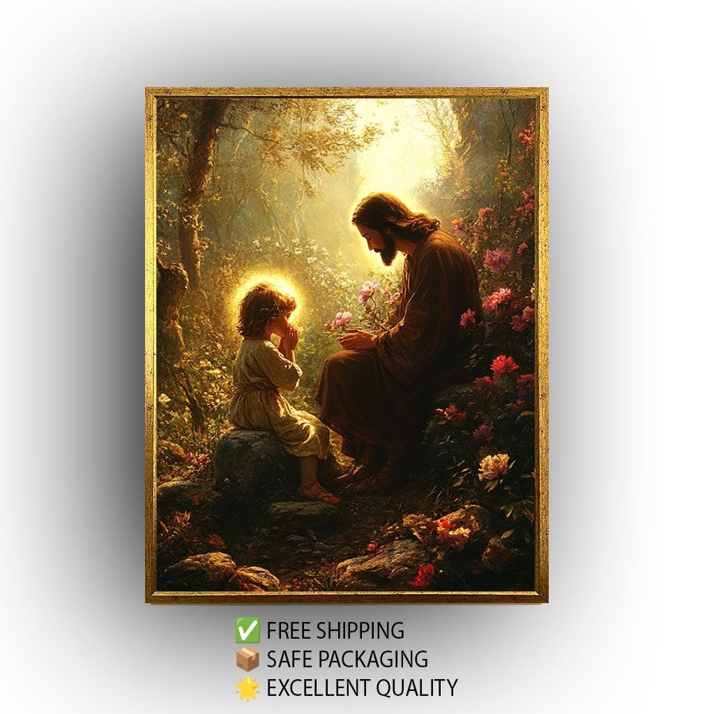 Jesus and Child Prayer Canvas – Inspiring Christian Wall Art | Spiritual Home Decor