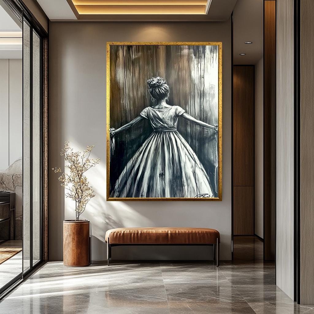 Banksy Women Wall Art – Modern Graffiti Art | Black and White Banksy Style Canvas