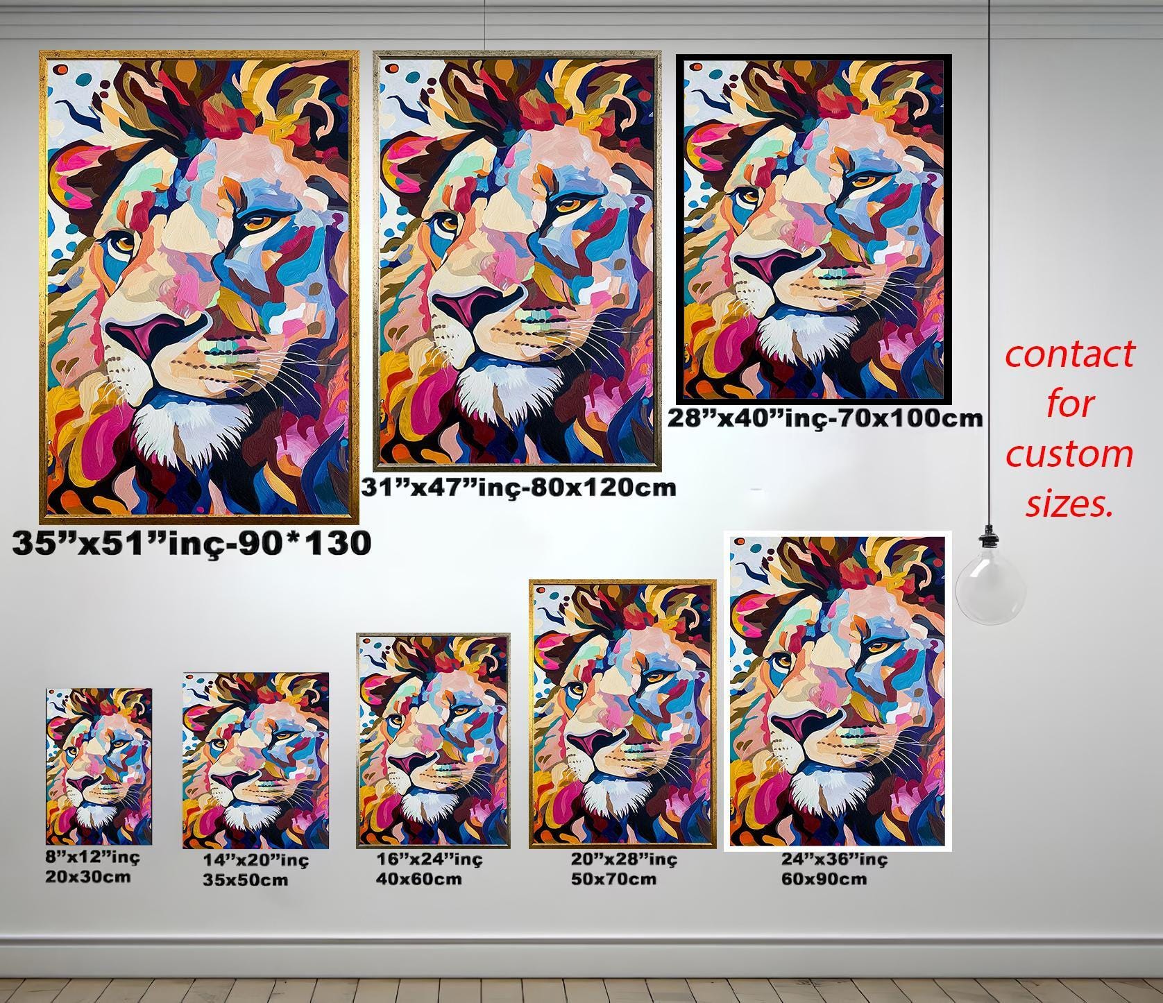 Colorful Lion Wall Art – Modern Abstract Canvas | Vibrant Wildlife Canvas Painting