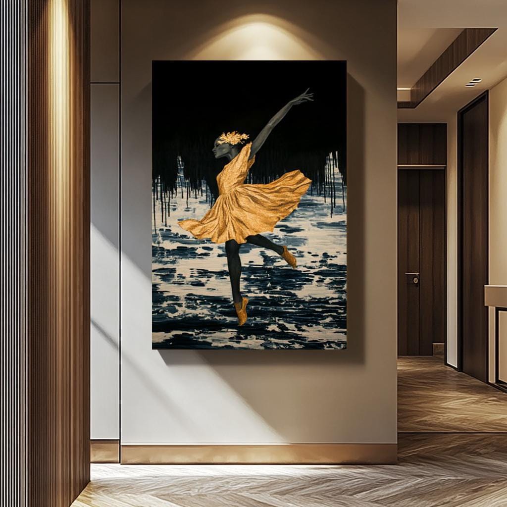 Ballerina Wall Art – Elegant Black Ballerina Print | Luxury Dance Canvas