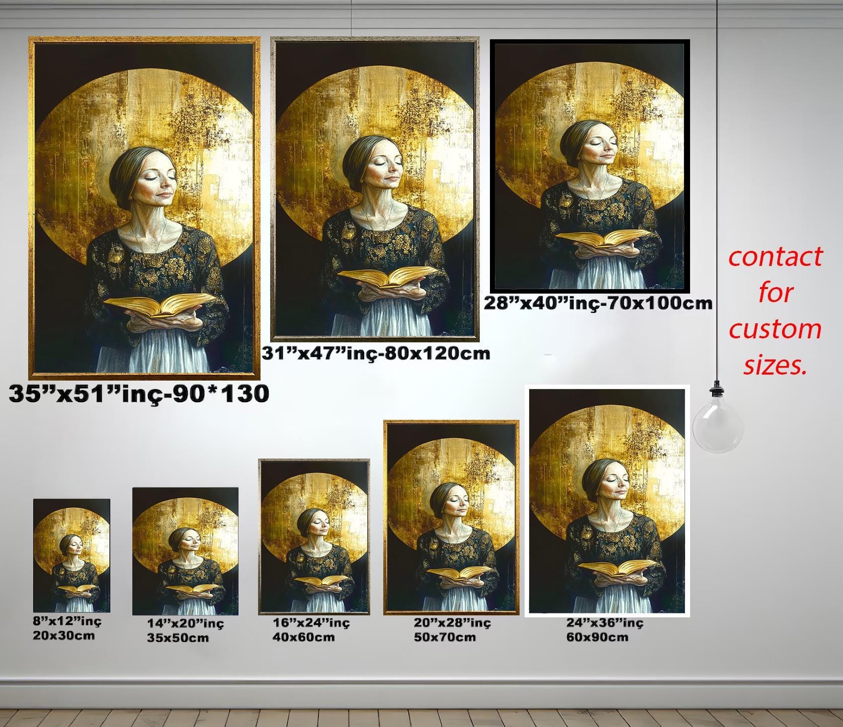 Women Wall Art – Gold and Black Portrait Canvas | Modern Abstract Decor Gift