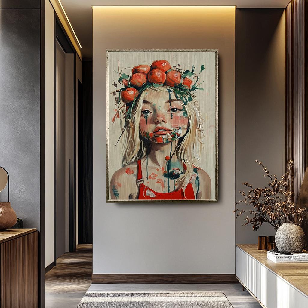 Abstract Woman Portrait | Surreal Female Art Canvas Print – Vibrant Modern Wall Decor