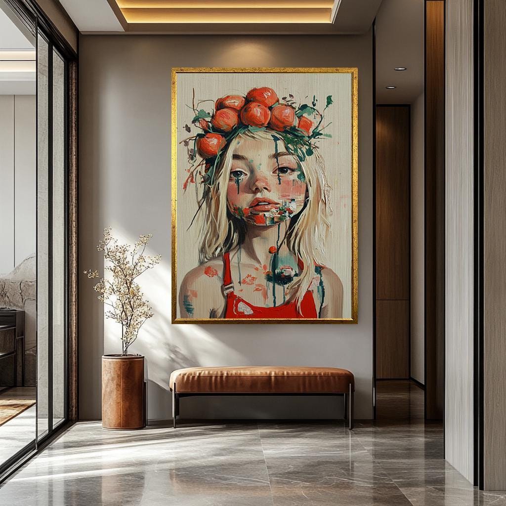 Abstract Woman Portrait | Surreal Female Art Canvas Print – Vibrant Modern Wall Decor