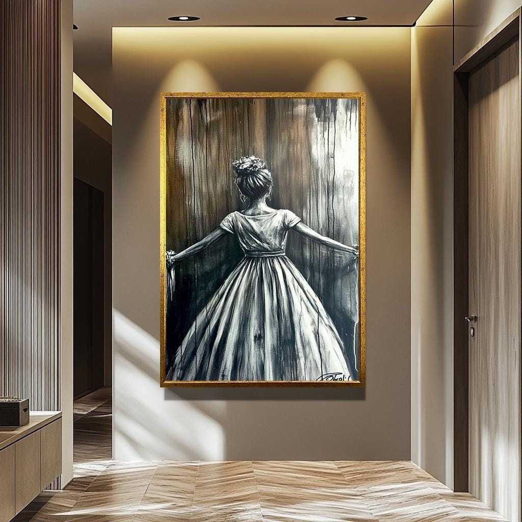 Banksy Women Wall Art – Modern Graffiti Art | Black and White Banksy Style Canvas