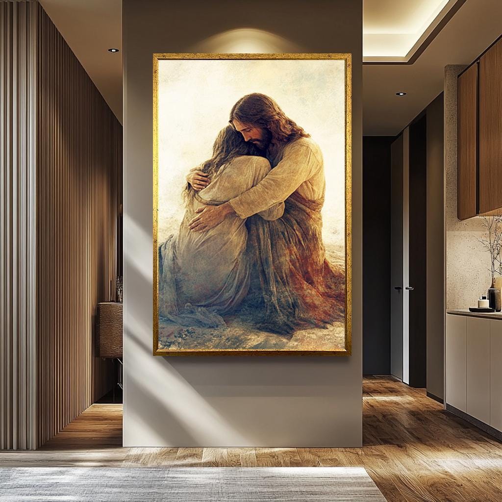 Jesus Christ Canvas Print | Divine Compassion Painting, Christian Wall Art & Healing Love Decor