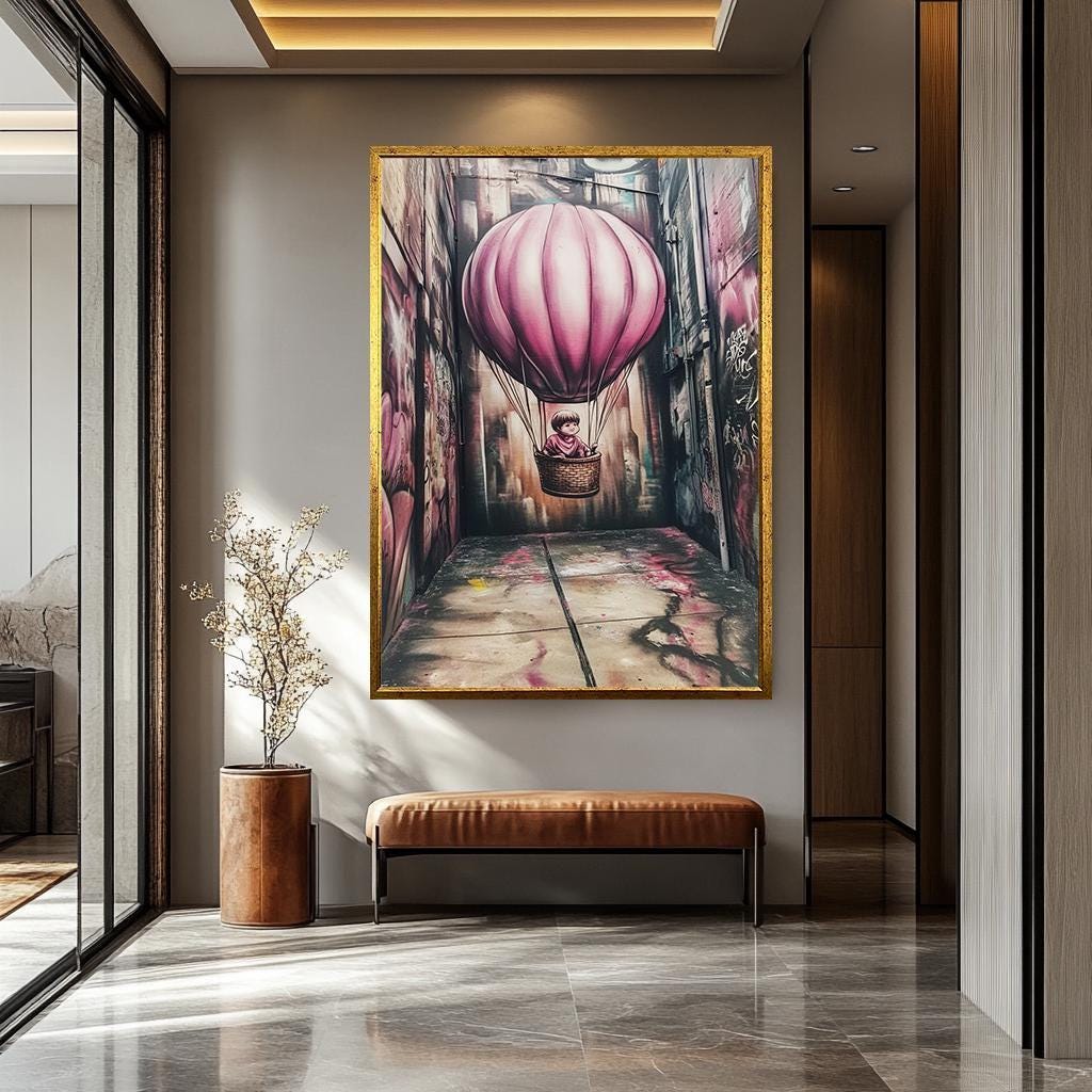 Banksy Street Art Canvas – Pink Balloon Graffiti Urban Wall Decor | Ready to Hang