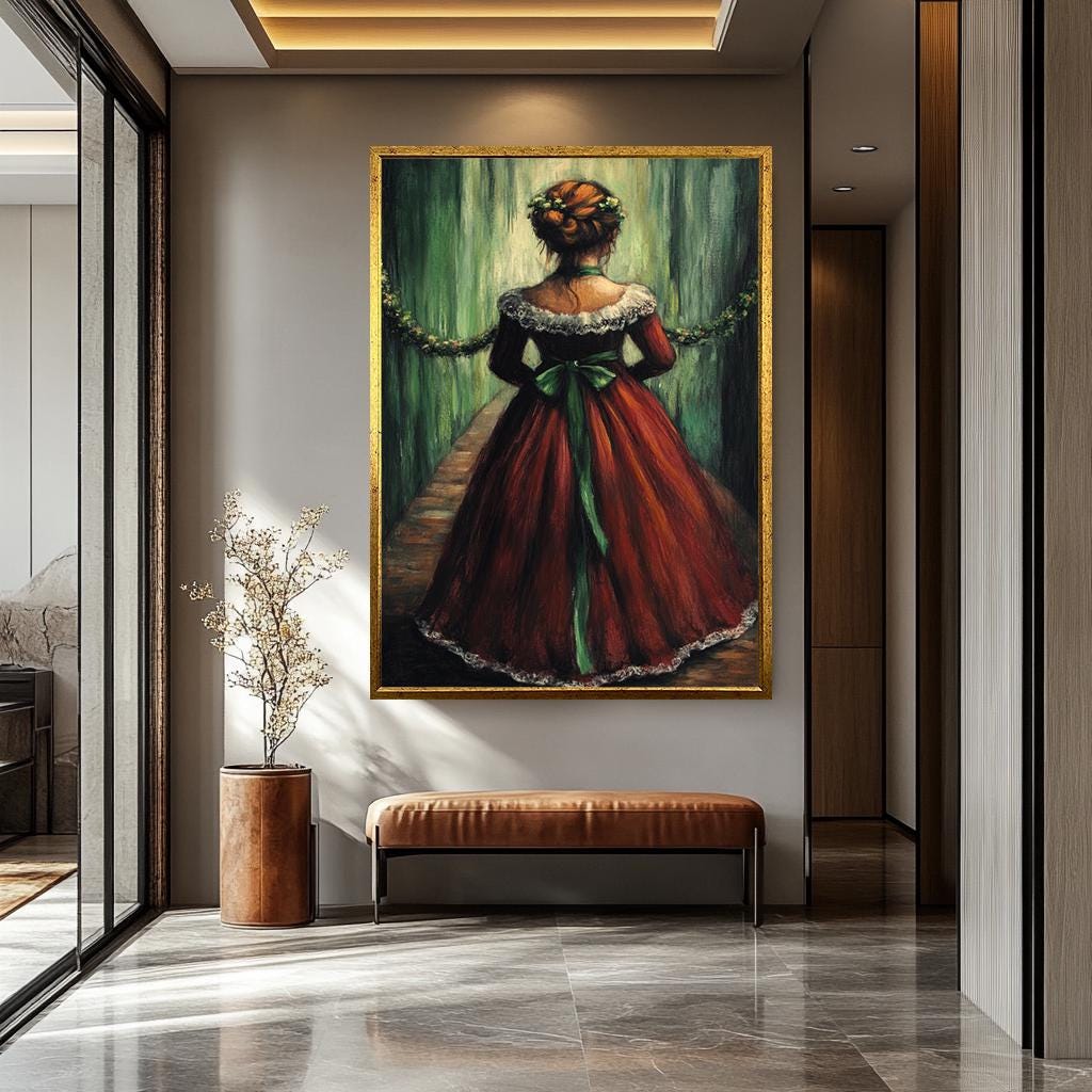 Vintage Woman Wall Art – Classic Floral And Fruit Painting | Feminine Home Decor