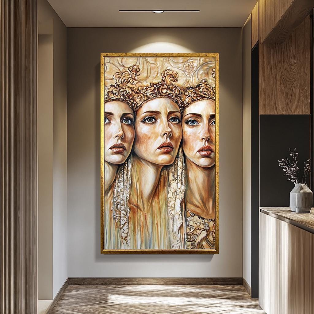 Women Wall Art – Modern Renaissance Artwork | Luxury Home Decor | Gold Frame