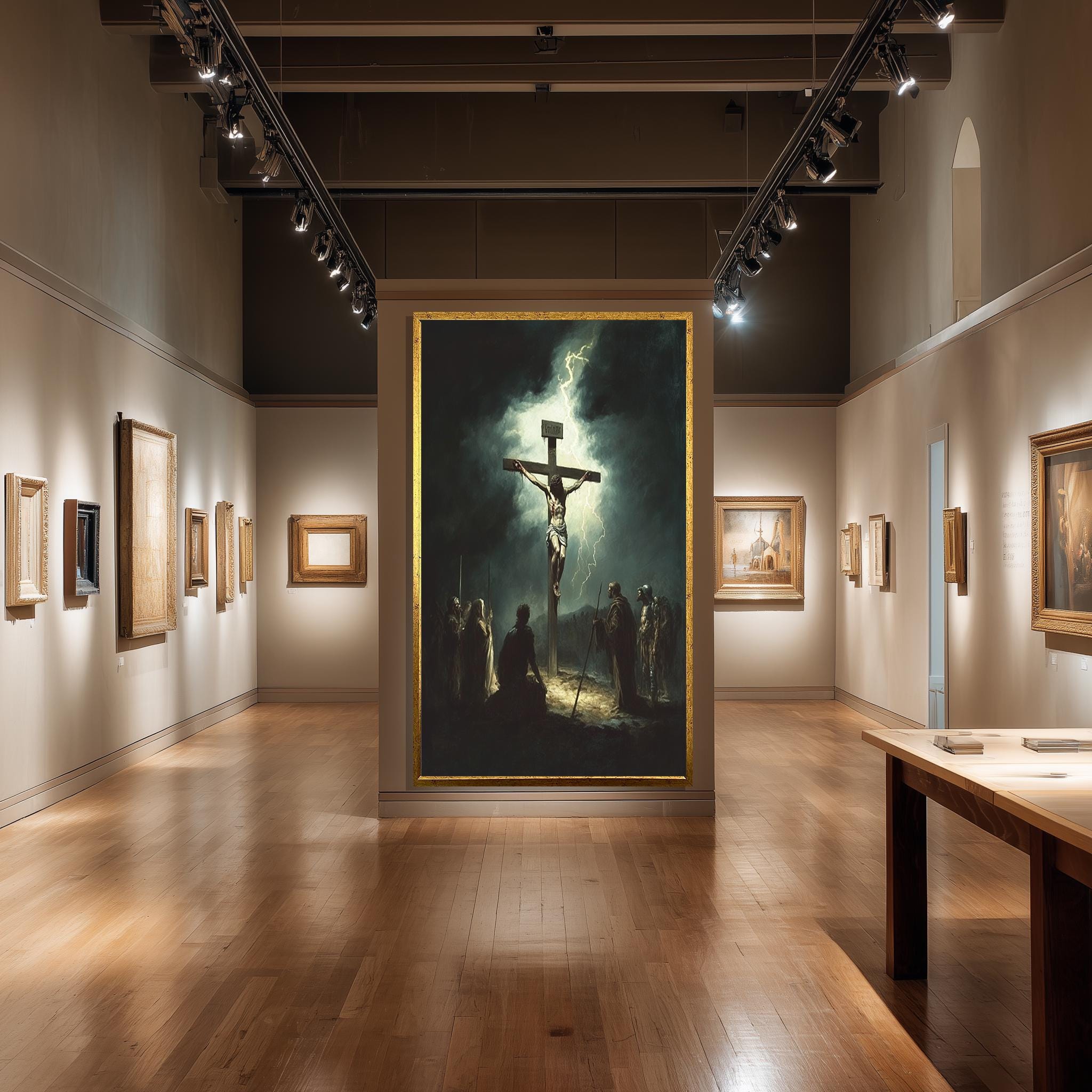 Jesus Crucifixion Canvas – Dramatic Christian Wall Art | Dark Gospel Painting