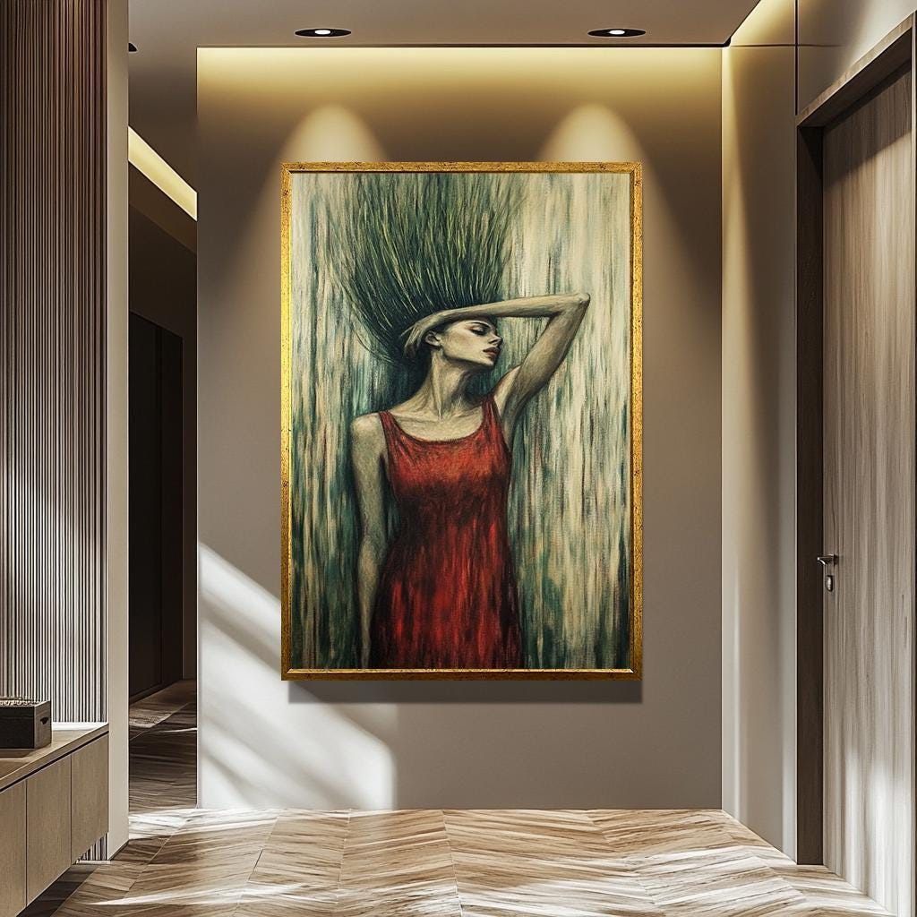 Surreal Woman Portrait - Modern Abstract Wall Art | Feminine Canvas Painting